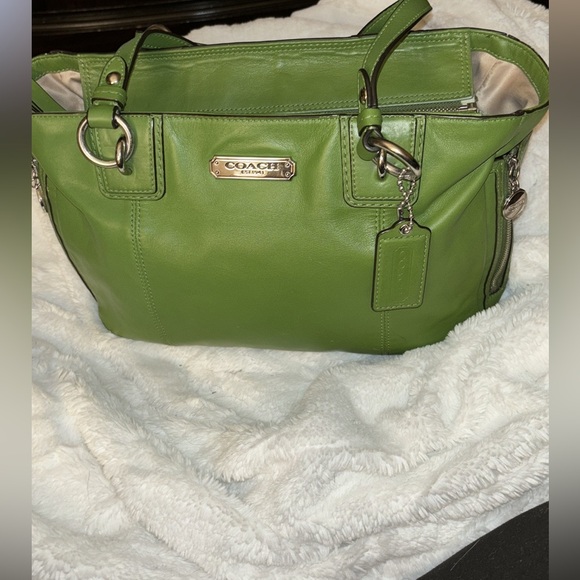 COACH Gallery Zipper Tote in Green with Silver Hardware - Picture 7 of 15